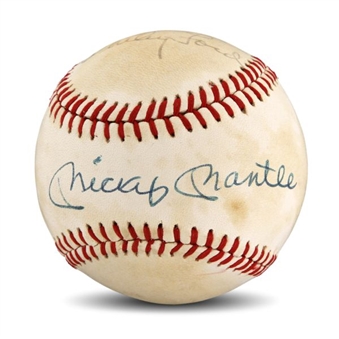 Mickey Mantle and Whitey Ford Dual Signed Baseball